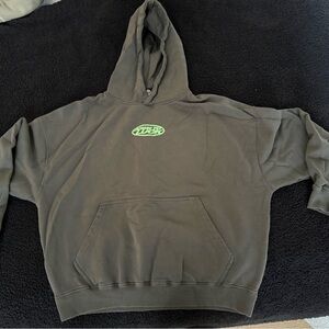 Mens Grey/Blue Pullover Hoodie with Neon Logo